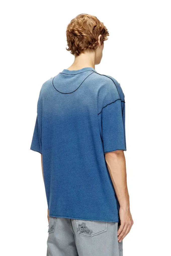 t-craoxt T-shirt en coton avec coutures overlock contrastées