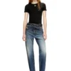 t-ele-long-od T-shirt slim côtelé avec Oval D métallique