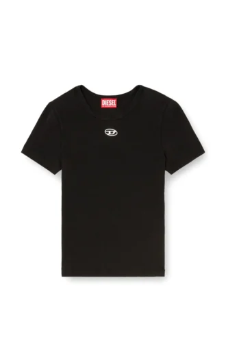 t-ele-long-od T-shirt slim côtelé avec Oval D métallique