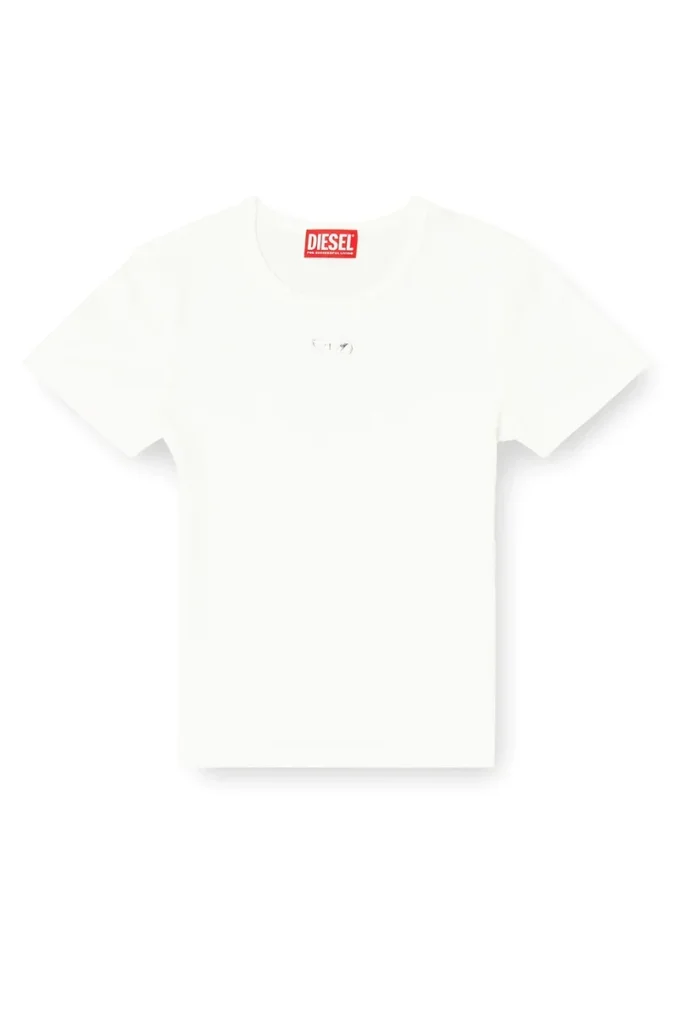 t-ele-long-od T-shirt slim côtelé avec Oval D métallique