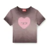 t-ele T-shirt côtelé avec cœur aquarelle D