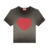 t-ele T-shirt côtelé avec cœur aquarelle D