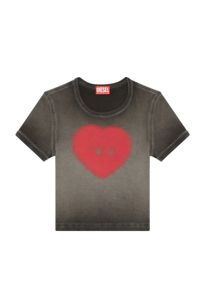t-ele T-shirt côtelé avec cœur aquarelle D