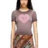 t-ele T-shirt côtelé avec cœur aquarelle D