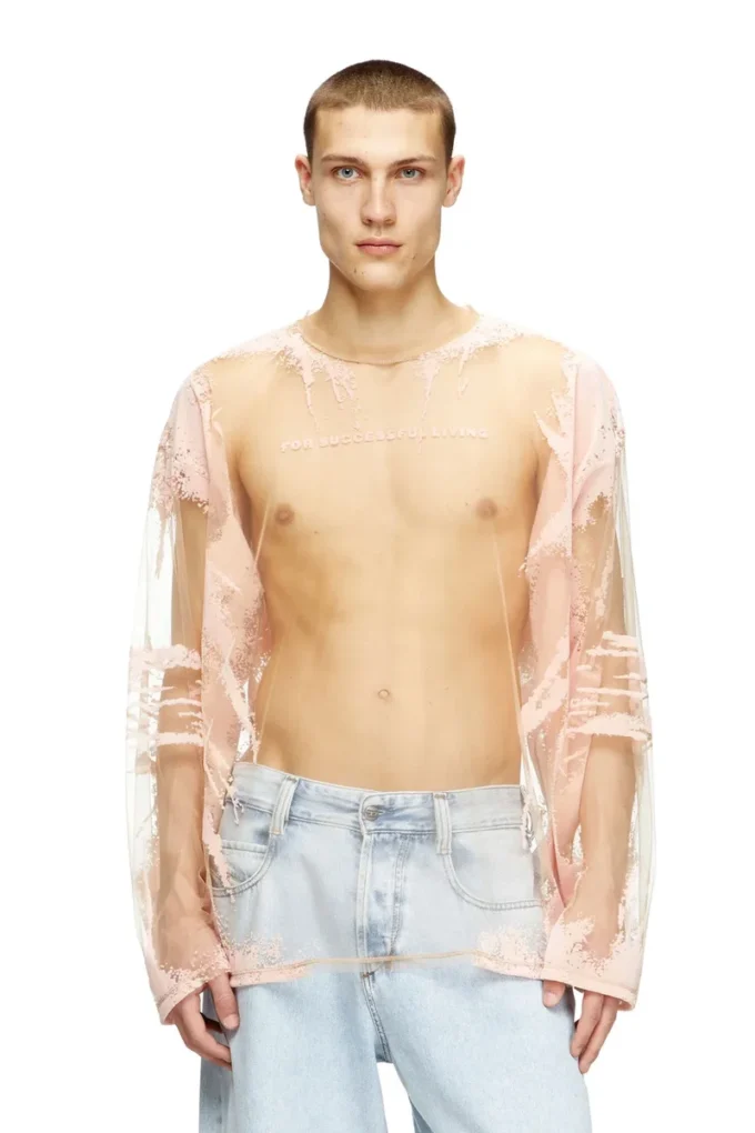 t-hassan-ls-a T-shirt à manches longues en nylon avec imprimé paroles de chanson