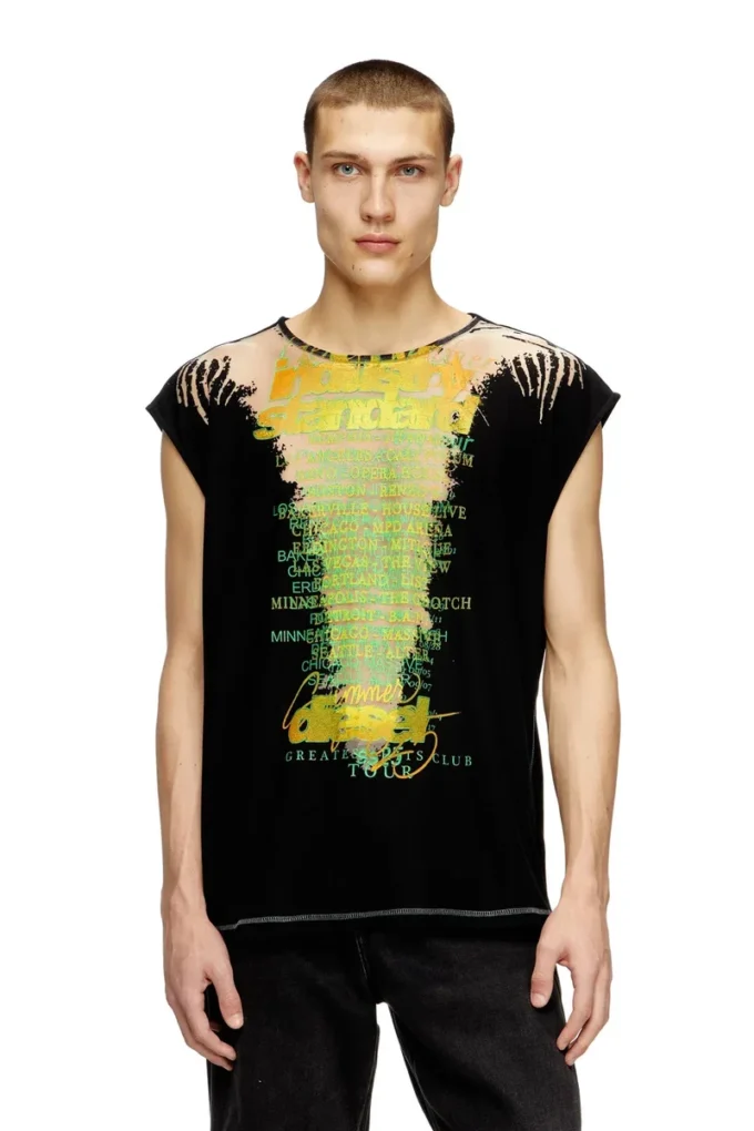 t-isak-a T-shirt sans manches avec imprimé paroles