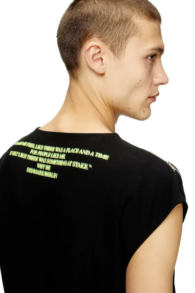 t-isak-a T-shirt sans manches avec imprimé paroles