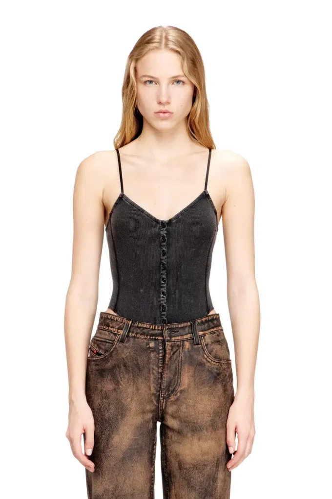 t-ley Body string en jersey côtelé marbré