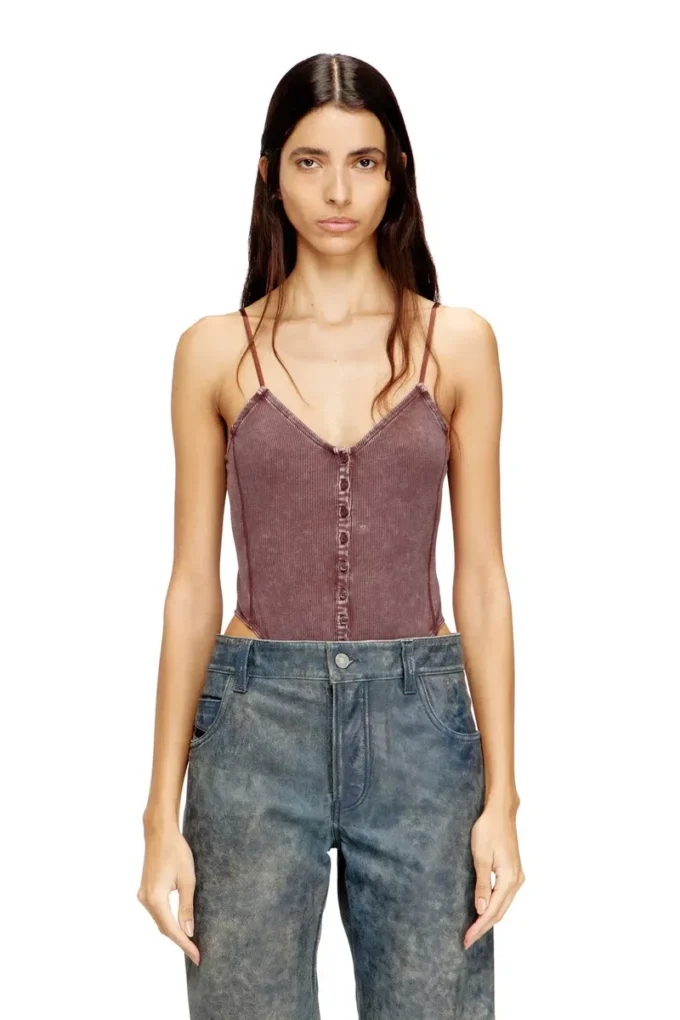 t-ley Body string en jersey côtelé marbré