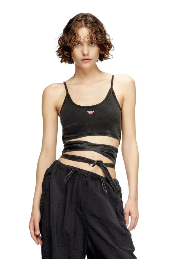 t-leya-tail-r1 Débardeur effet denim avec liens à nouer