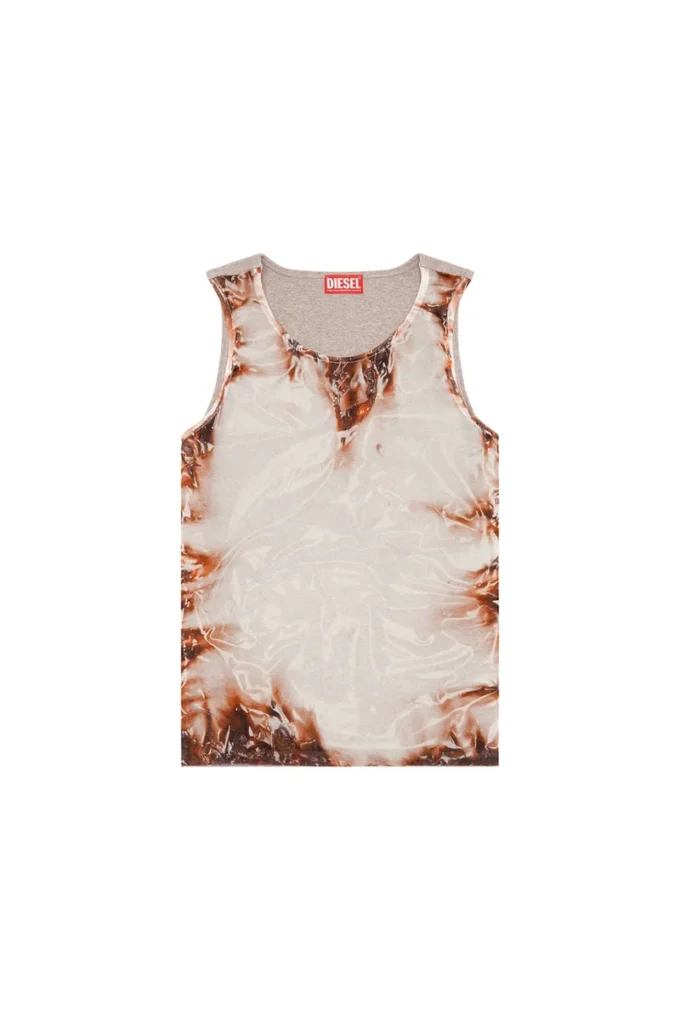 t-lifty-burn-art Débardeur en tulle avec imprimé plastique brûlé