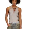 t-lifty-burn-art Débardeur en tulle avec imprimé plastique brûlé