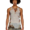 t-lifty-burn-art Débardeur en tulle avec imprimé plastique brûlé