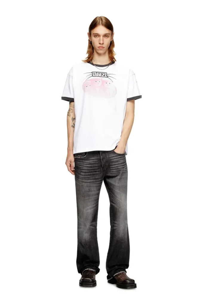t-norm-cuff T-shirt en coton avec imprimé numérique