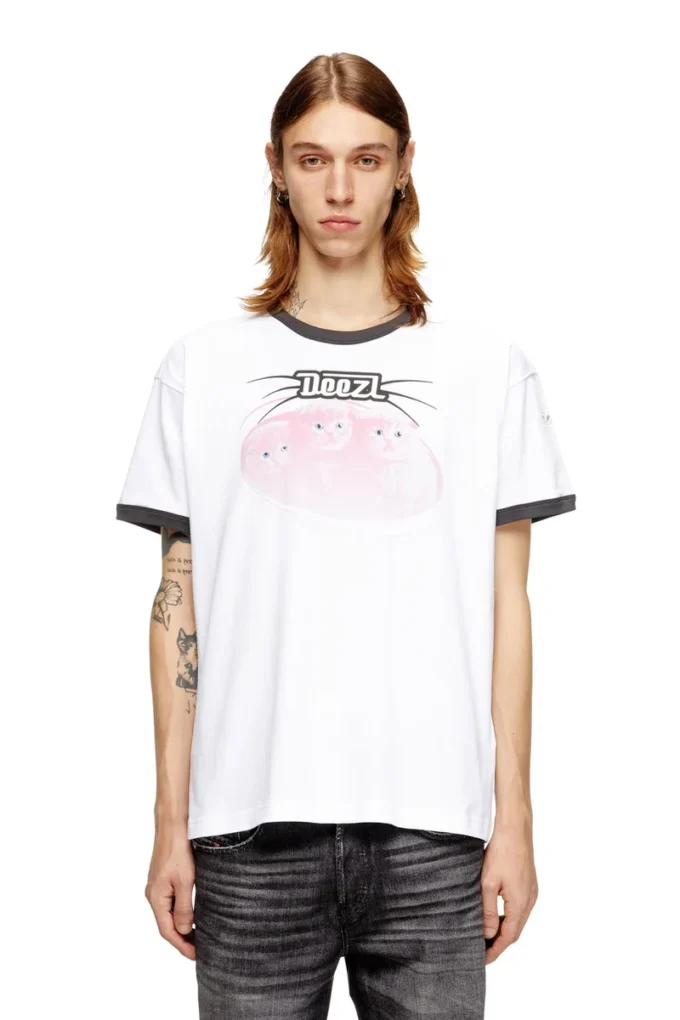 t-norm-cuff T-shirt en coton avec imprimé numérique