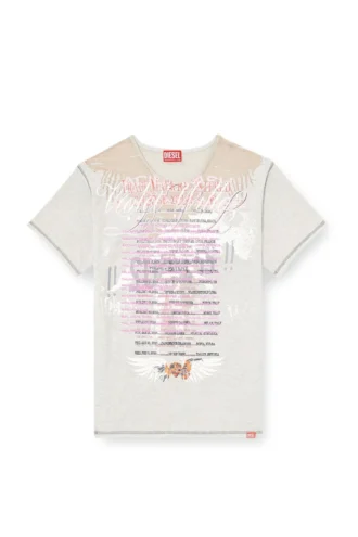 t-normac T-shirt à col rond avec imprimé paroles de chanson