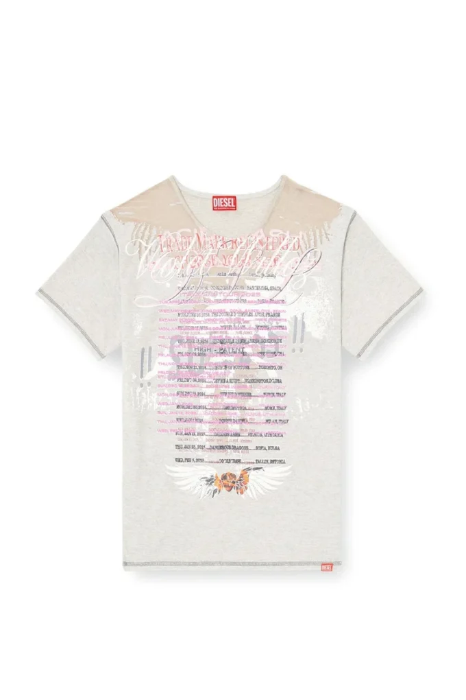 t-normac T-shirt à col rond avec imprimé paroles de chanson