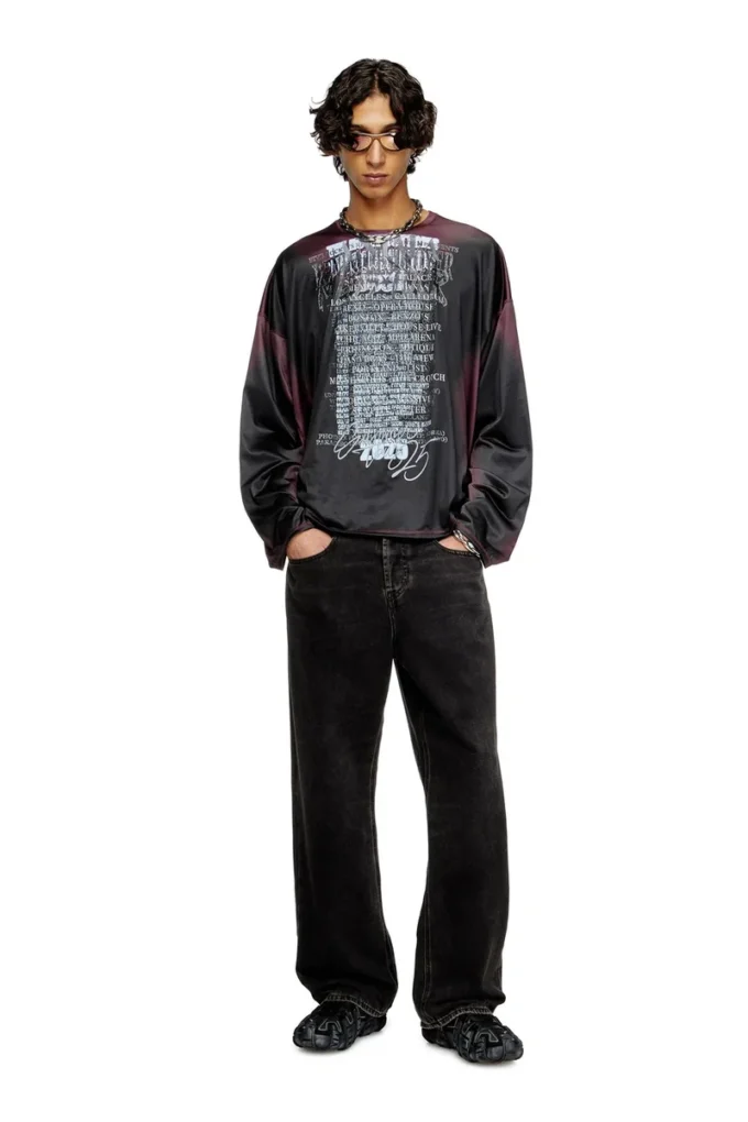 t-olavi-aa T-shirt à manches longues en jersey technique avec imprimé paroles de chanson