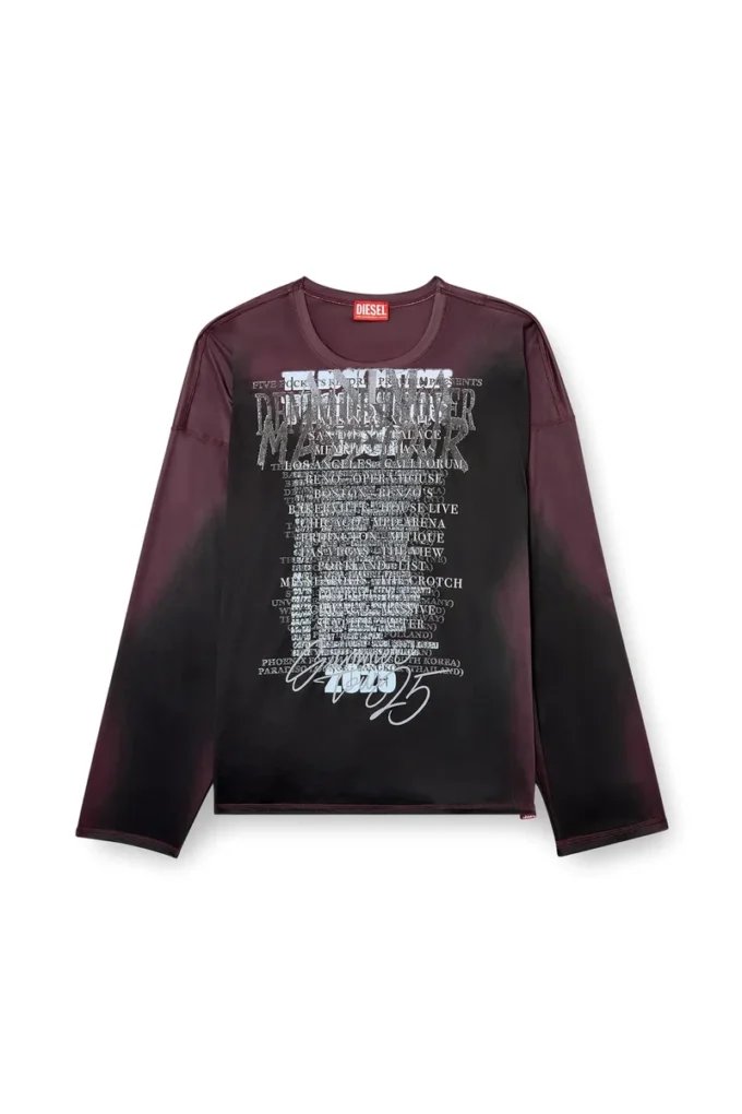 t-olavi-aa T-shirt à manches longues en jersey technique avec imprimé paroles de chanson