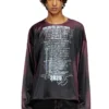 t-olavi-aa T-shirt à manches longues en jersey technique avec imprimé paroles de chanson