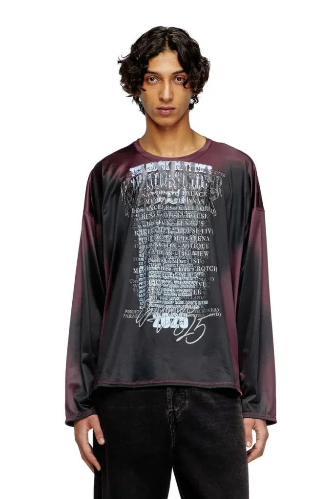 t-olavi-aa T-shirt à manches longues en jersey technique avec imprimé paroles de chanson