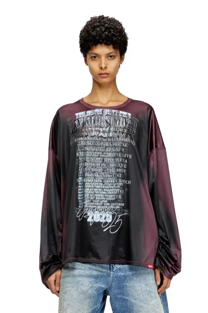 t-olavi-aa T-shirt à manches longues en jersey technique avec imprimé paroles de chanson