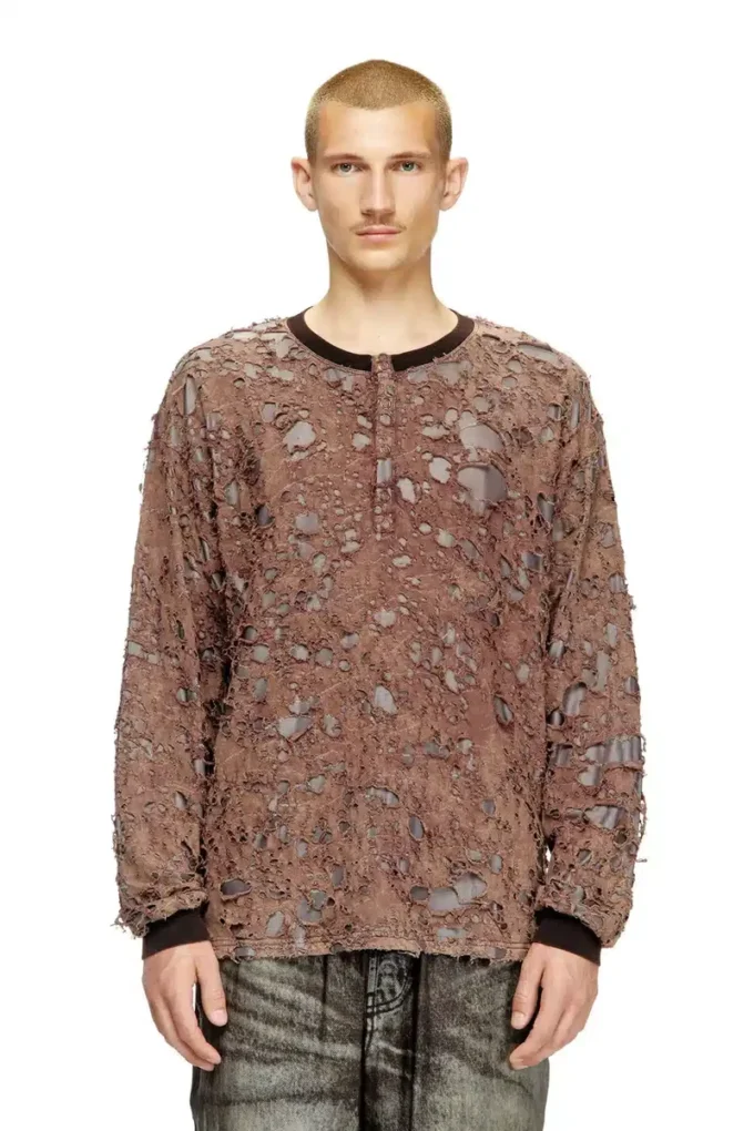 t-overt T-shirt à manches longues en jersey délavé