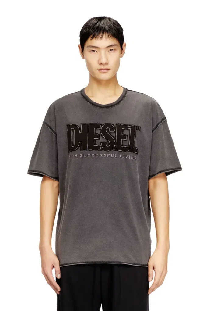 t-rawboxt T-shirt avec logo appliqué et bord brut