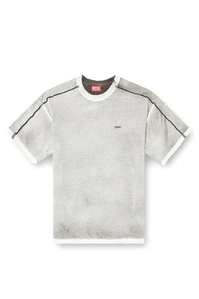 t-riven T-shirt décontracté en coton avec spray de couleur