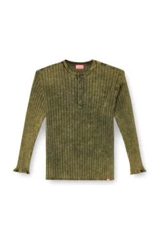 T-shirt Henley en jersey côtelé large traité