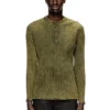 T-shirt Henley en jersey côtelé large traité