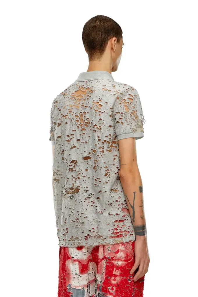 t-smith-devor Polo en tulle avec jersey déchiré