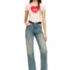 t-uncuties-long-s5 T-shirt slim avec imprimé cœur et clous