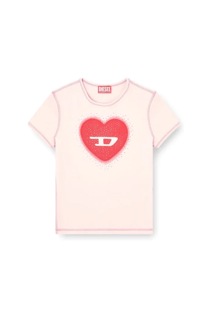 t-uncuties-long-s5 T-shirt slim avec imprimé cœur et clous