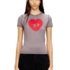 t-uncuties-long-s5 T-shirt slim avec imprimé cœur et clous