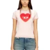 t-uncuties-long-s5 T-shirt slim avec imprimé cœur et clous