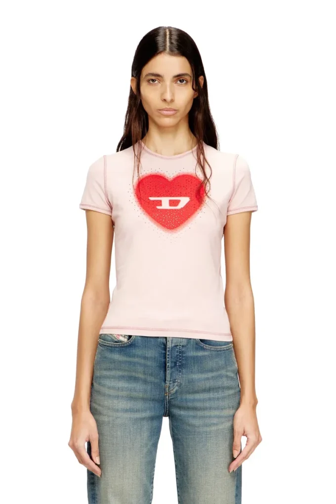 t-uncuties-long-s5 T-shirt slim avec imprimé cœur et clous