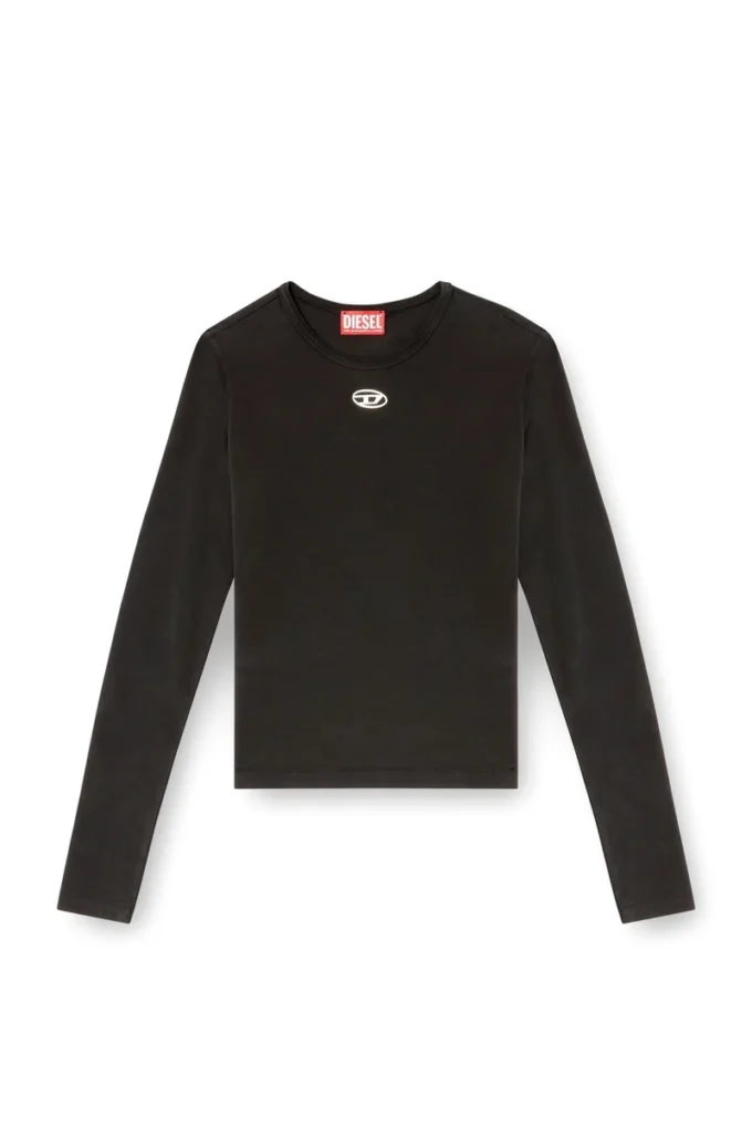 t-uncutieslong-ls-od Pull en coton avec logo Oval D