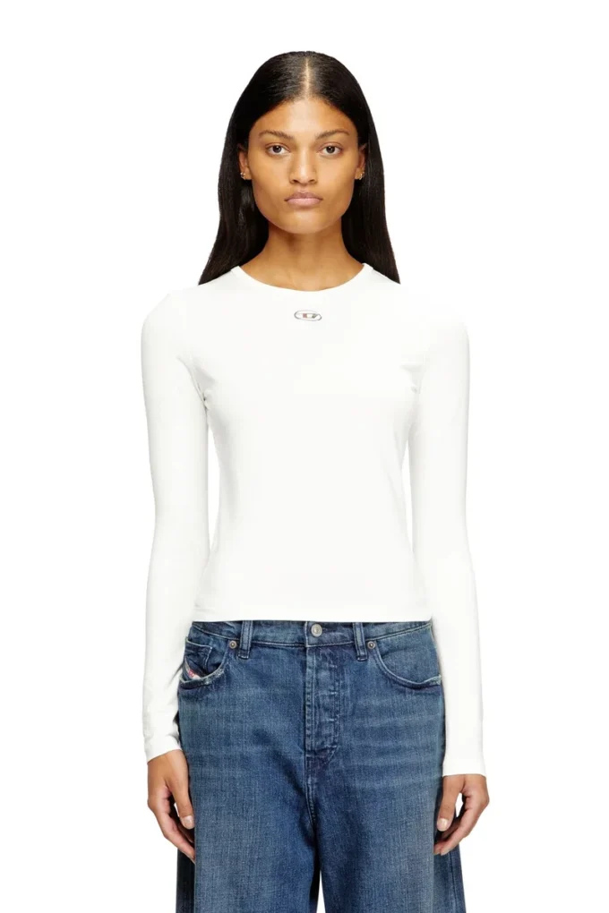 t-uncutieslong-ls-od Pull en coton avec logo Oval D