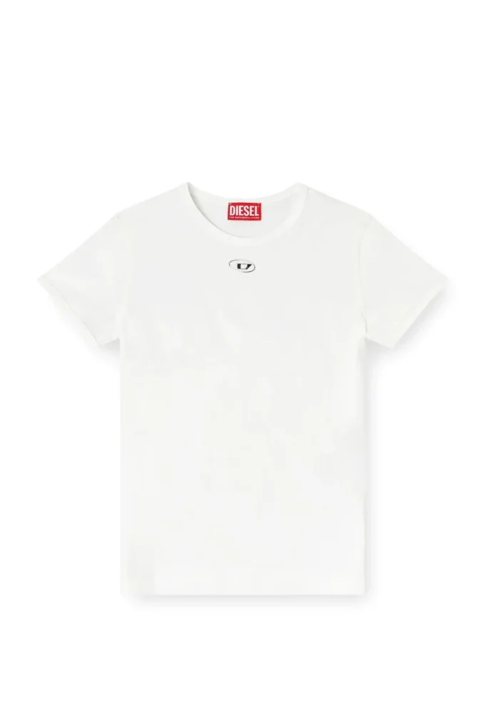 t-uncutieslong-od T-shirt slim fit avec logo Oval D métallisé