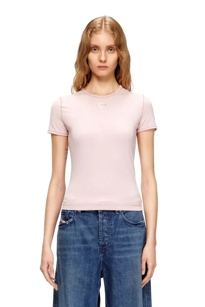 t-uncutieslong-od T-shirt slim fit avec logo Oval D métallisé