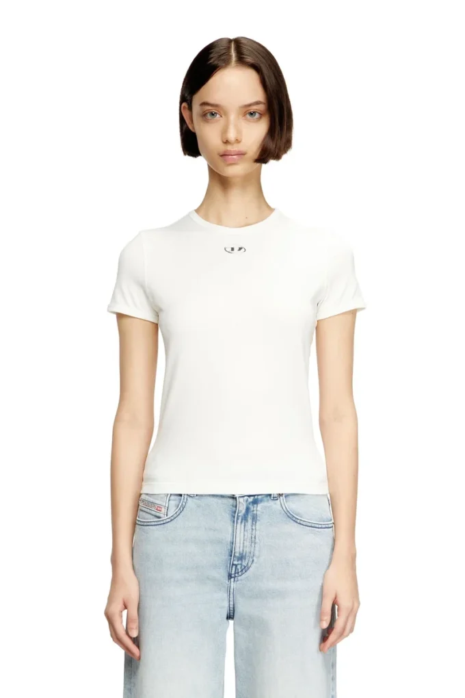 t-uncutieslong-od T-shirt slim fit avec logo Oval D métallisé