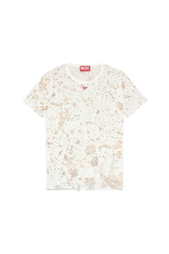 t-uncyna T-shirt en tulle avec jersey déchiré
