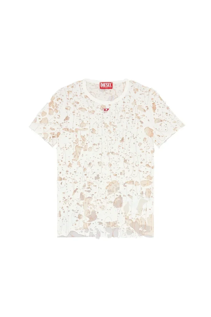 t-uncyna T-shirt en tulle avec jersey déchiré