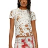 t-uncyna T-shirt en tulle avec jersey déchiré