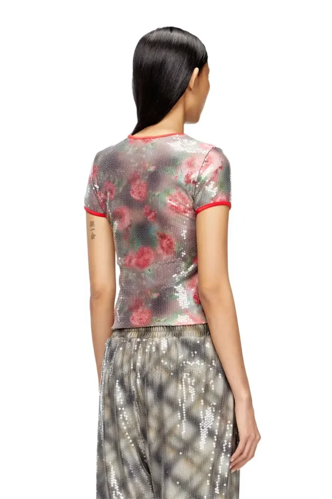 t-unkyel Haut slim en jersey à imprimé floral et paillettes