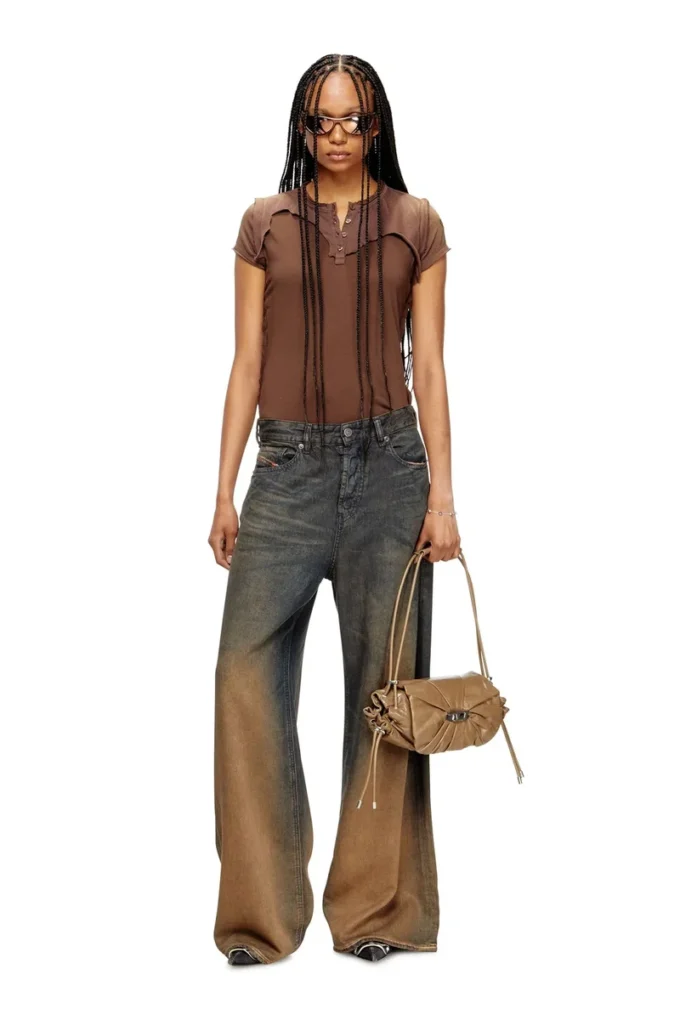 t-unrawy T-shirt Henley à effet déchiré