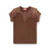 t-unrawy T-shirt Henley à effet déchiré