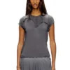 t-unrawy T-shirt Henley à effet déchiré