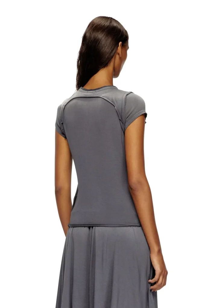 t-unrawy T-shirt Henley à effet déchiré